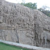 A side view of elephant sculptures