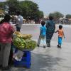 A little boy selling Cucumber at Marina in Chennai