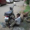 A two wheeler mechanic at Jafferkhanpet near M. G. R. Nagar in Chennai...