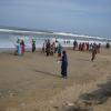 Visitors on the Elliots beach, Besant Nagar in Chennai...