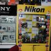 Sony and nikon cameras in a shop