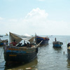 Fishermen and boats view at Thoothukudi
