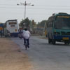 A view of buses at Tuticorin district bypass roadway