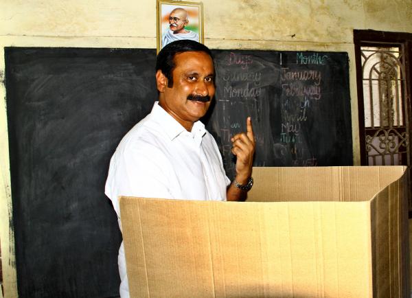 PMK leader Dr.Anbumani Ramadoss casting his vote for Tamil Nadu elections