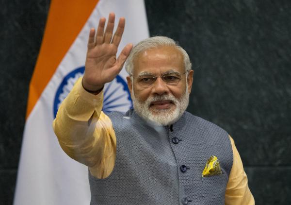 Prime Minister of India Narendra Modi waves