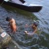 Children bathing in Vembanad lake
