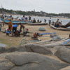 Fishermen make the Catamarans at Kovalam beach in Chennai