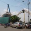 Crane holding Anna Arch at Anna Nagar
