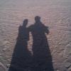 Couple shadow near Chennai beach