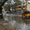 A road filled with rain water due to effect of Laila storm - K.K nagar ,Chennai...