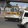 Digging machine vehicle at Pallavaram roadside in Chennai...