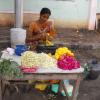 A Garland maker at Besant Nagar in Chennai...