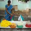 Roadside Garland making shop at Besant Nagar in Chennai...