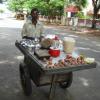 Vendor selling boiled groundnuts at Besant Nagar in Chennai...