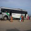 A tourist bus at Besant Nagar beach in Chennai...