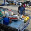A woman selling boiled groundnut at Besant Nagar in Chennai...