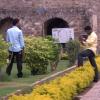 Man taking Garden photo at Golgonda fort, Hyderabad