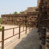 Three carved wheels like a chariot in Konark temple
