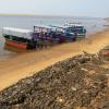 Boats beached in the bay of Bengal,puri.