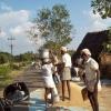 Paddy processing on the road in Tanjore